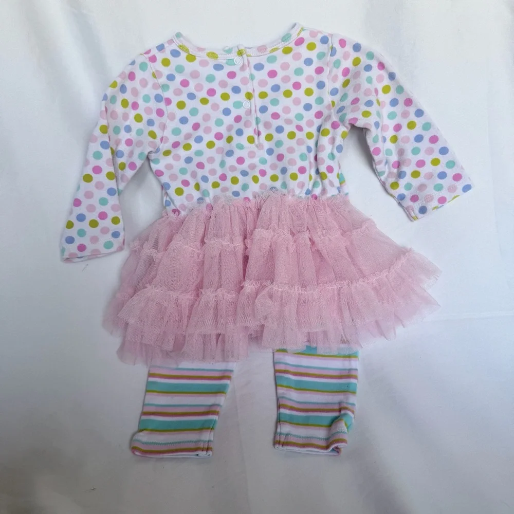 Nursery Rhyme Pink Polka Dot & Stripe Tutu Matching Set